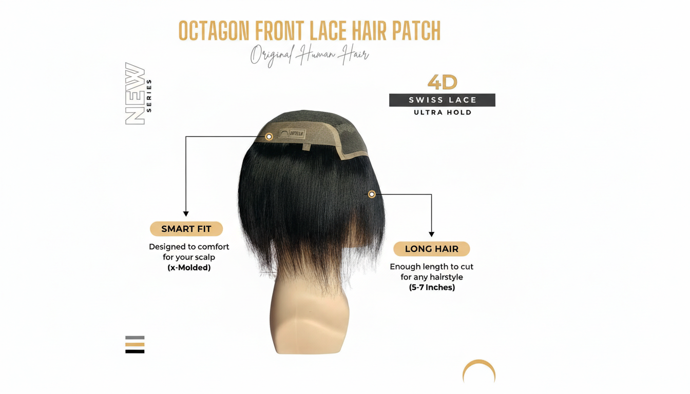 Srhairfeelers OCTAGON FRONT LACE Hair Patch for Men Hover