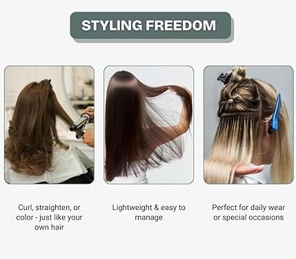 Srhairfeelers Nano Tip Real Human Hair Extensions for Women, 20 Inch, Natural Black (#1B), 25 Strands Hover