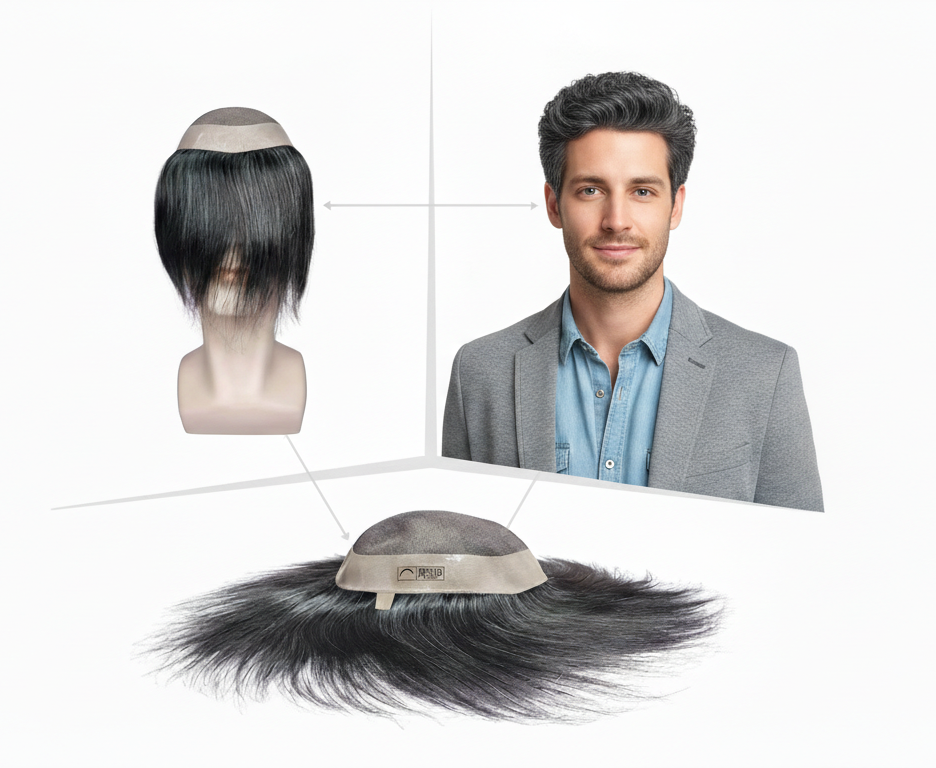 Srhairfeelers VINTAGE MONO Smart Hair Patch for Men (Colour 20% Gray 80% Black)