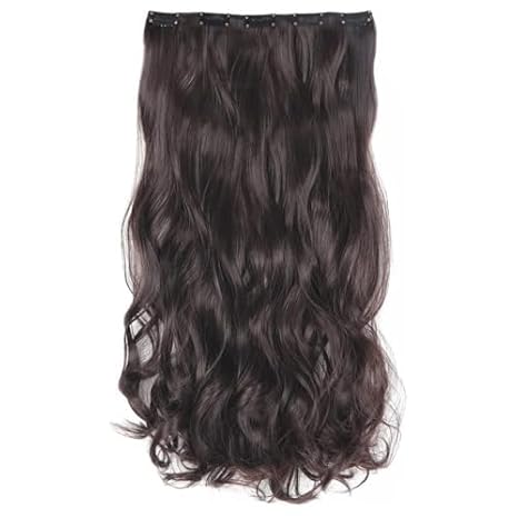 Srhairfeelers Women Hair Extension Full Head Wig 22 Inch Synthetic Natural Wavy Brown